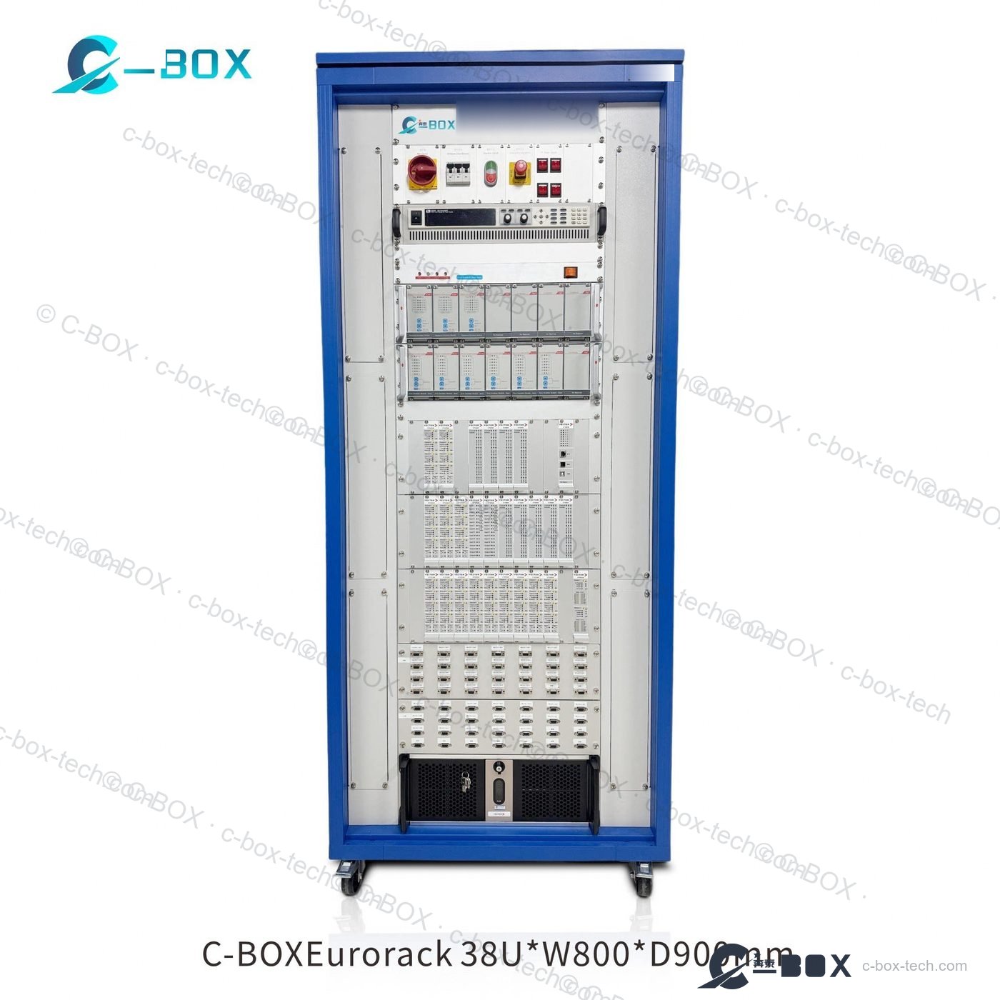 C-BOX Eurorack 38U 19-inch electronics cabinet, RAL7021 / RAL7035, 600–900 mm deep